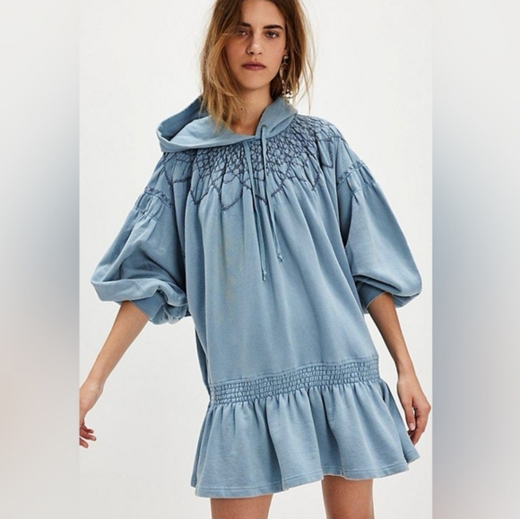 New!Free People Marty Smocked Mini Dress - Picture 2 of 13